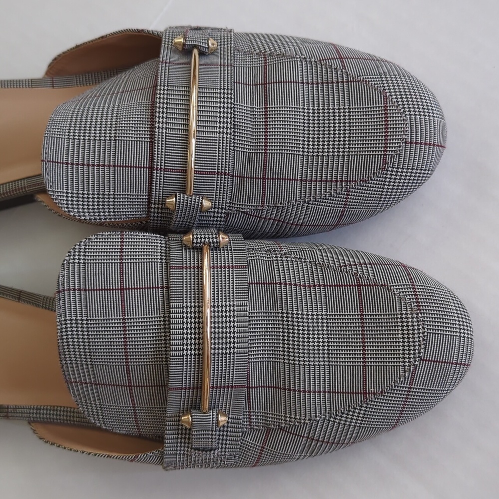A New Day Plaid Slip-On Mules Flats 8 Gray - Picture 15 of 16
